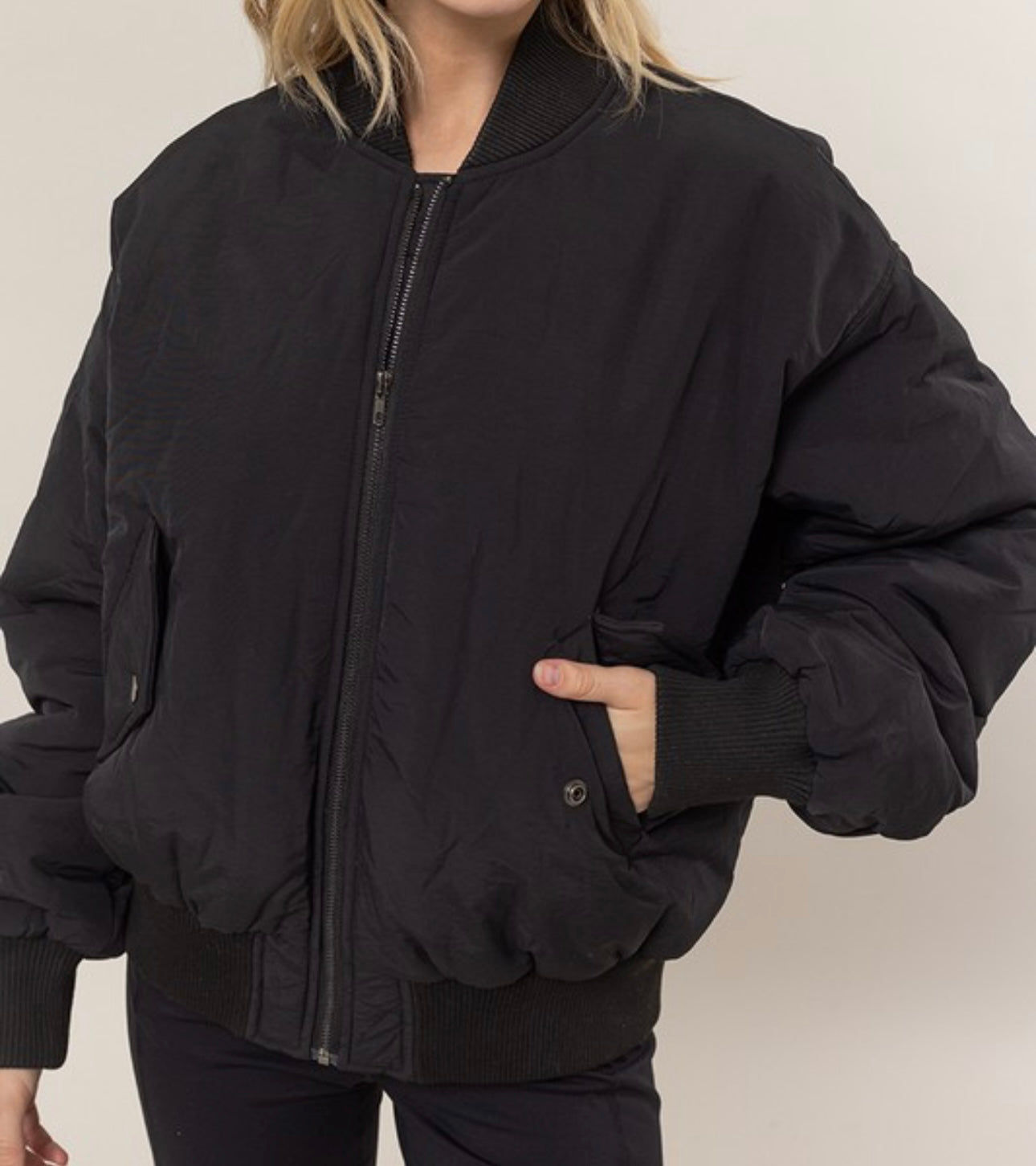 Black bomber jacket