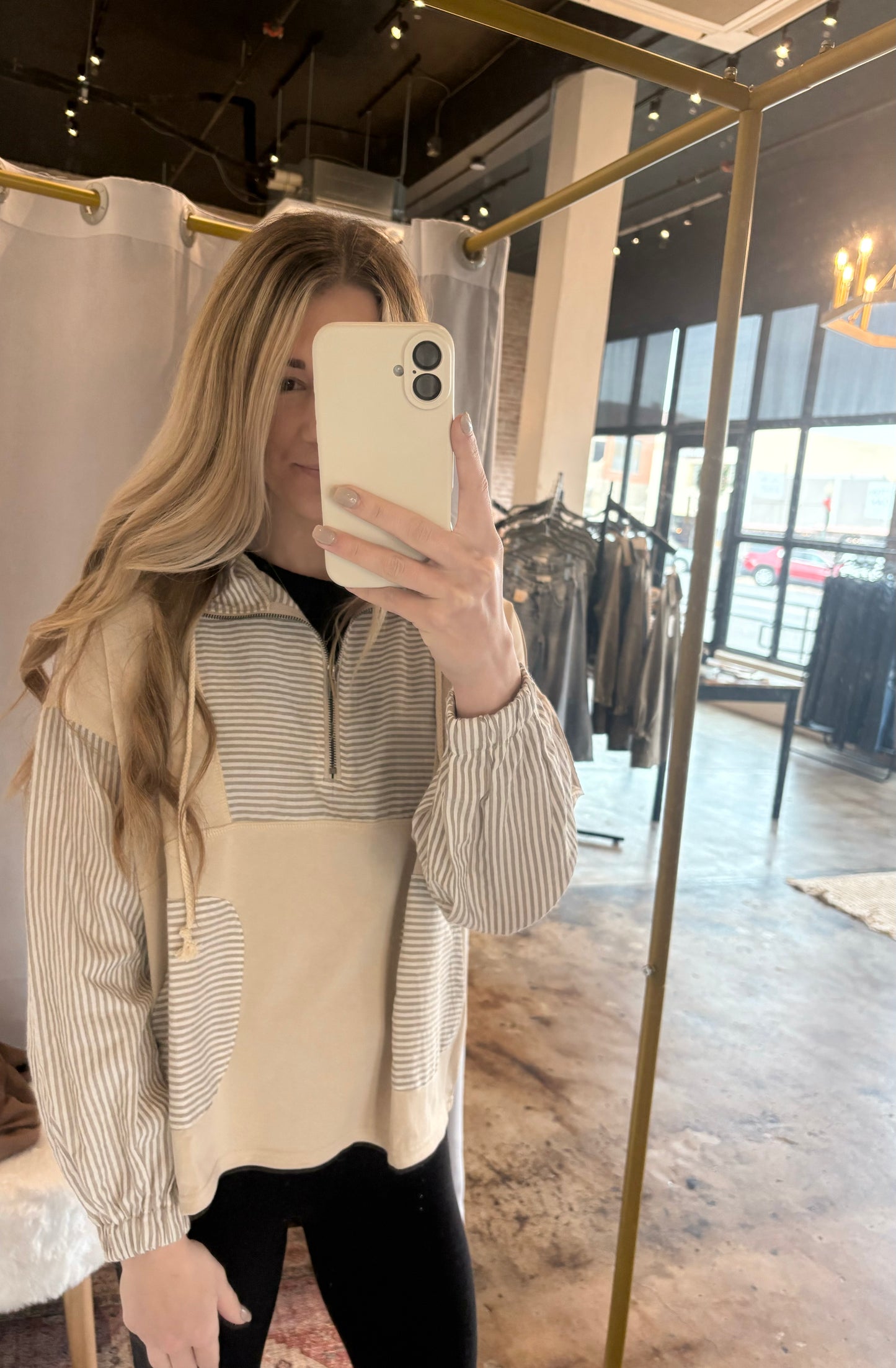 Half zip linen pullover