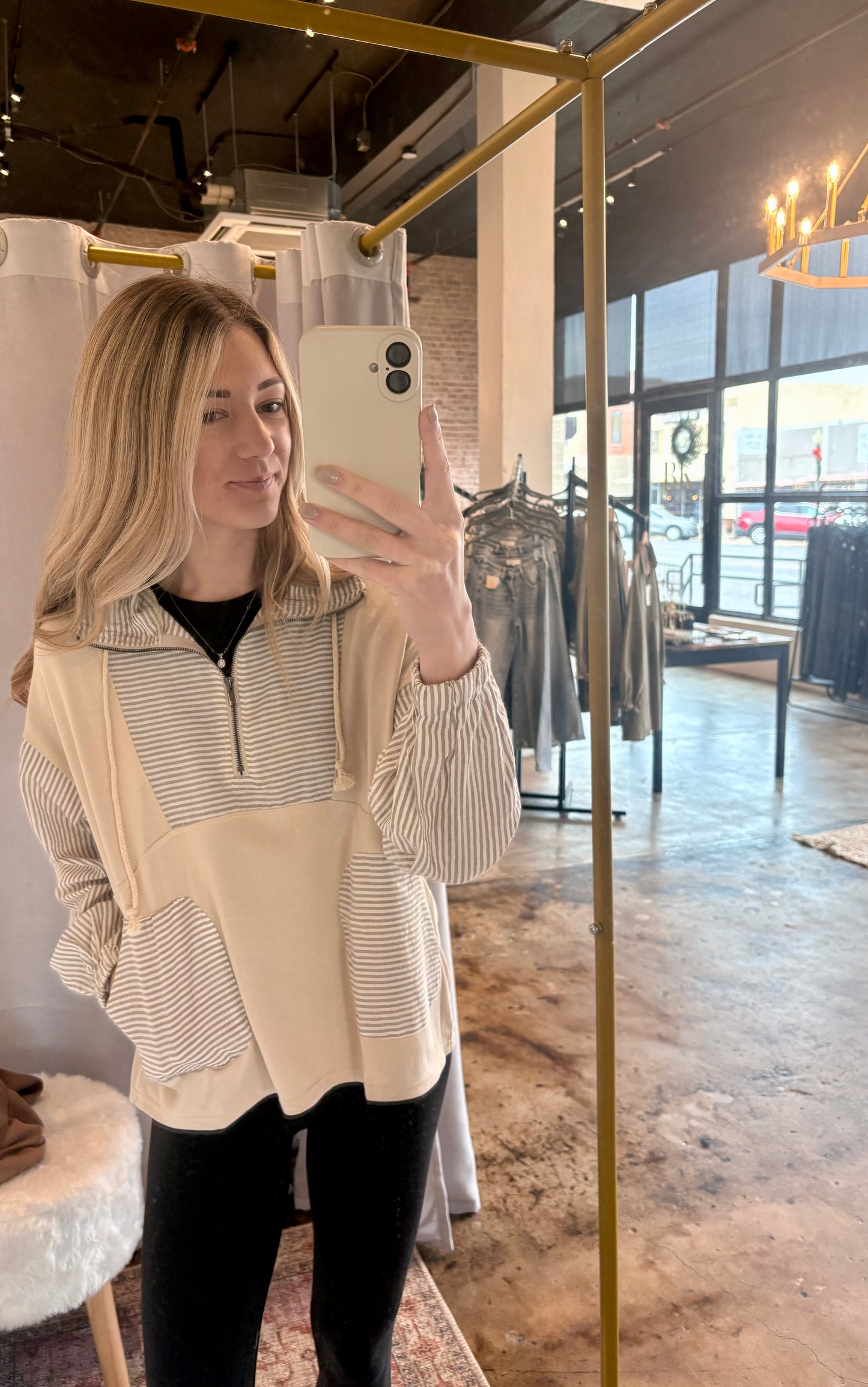 Half zip linen pullover
