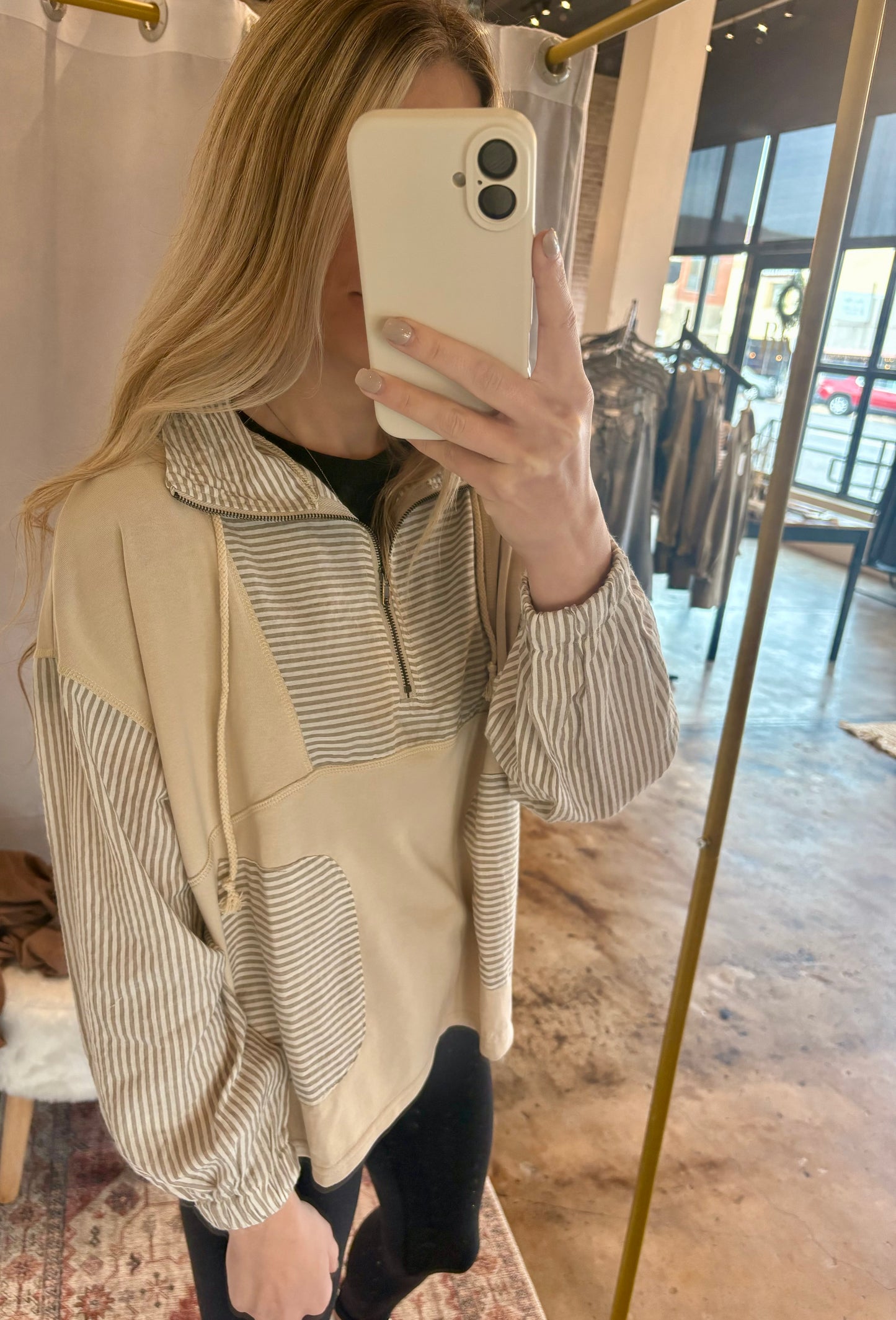 Half zip linen pullover