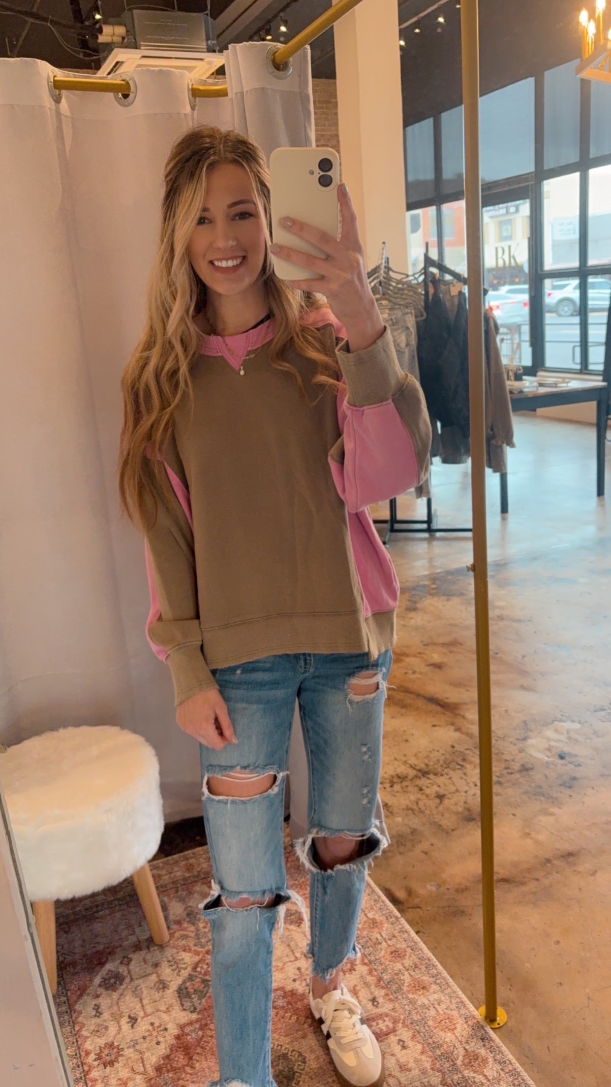 Mocha colorblock pullover