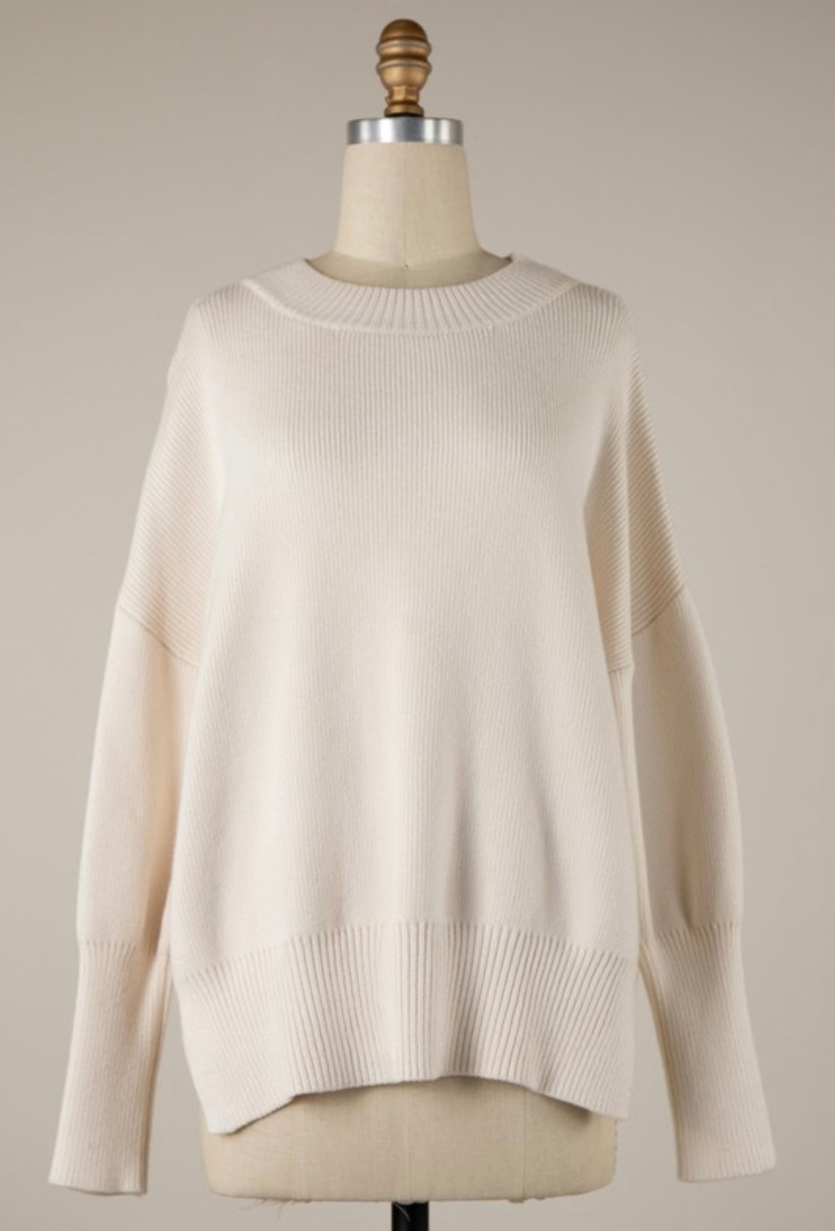 Ribbed oversized sweater-CREAM